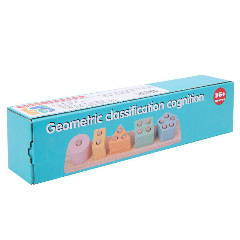 Wooden Montessori Toys Geometric Shape Matching Columns 4