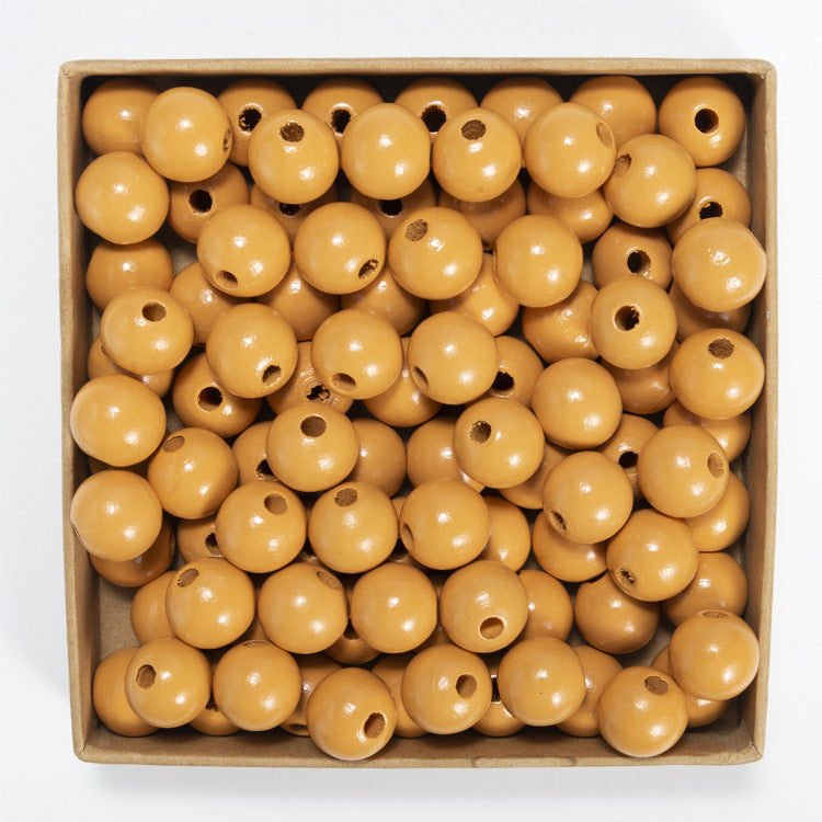 50pcs 16mm Colored Round Wooden Beads Jewelry Making DIY Craft 22