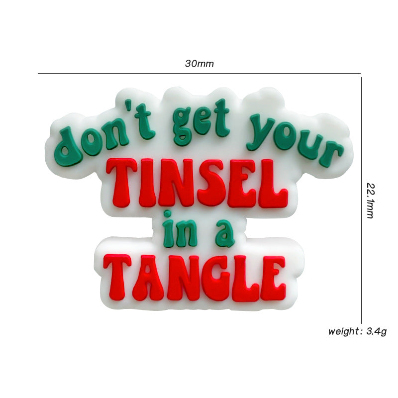 20Pcs Silicone Focal Beads Don t Get Your Tinsel In A Tangle Printed Text 2
