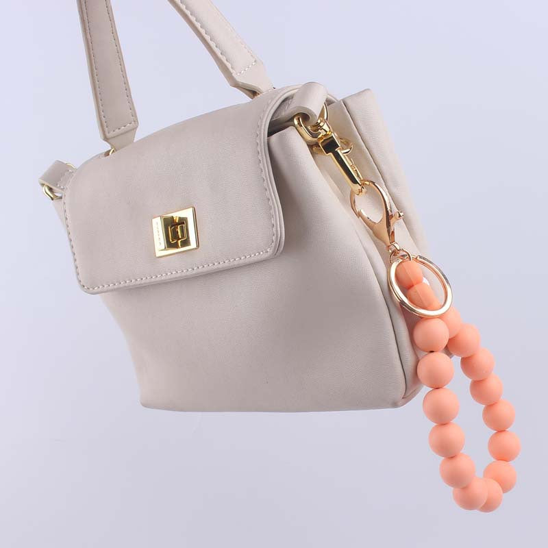 Flower Silicone Bead Wristlet Keychain with Daisy Charm 3