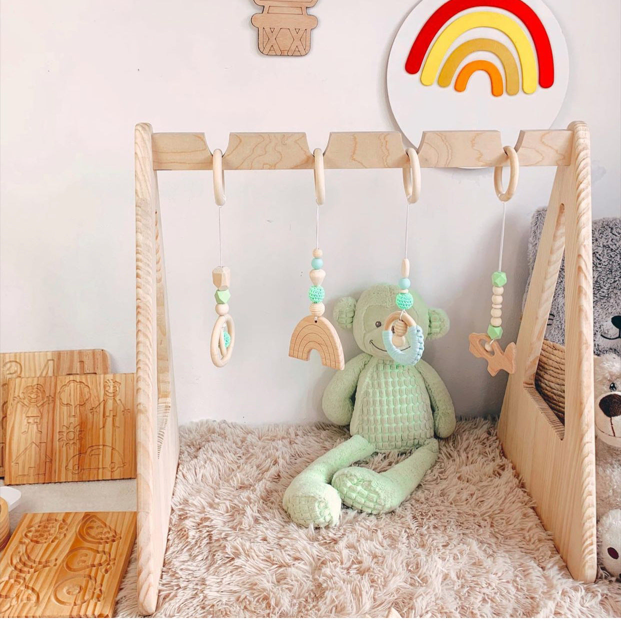 Wooden Thread Bead Teether Toy Baby Sensory Toys 4 Pack 2