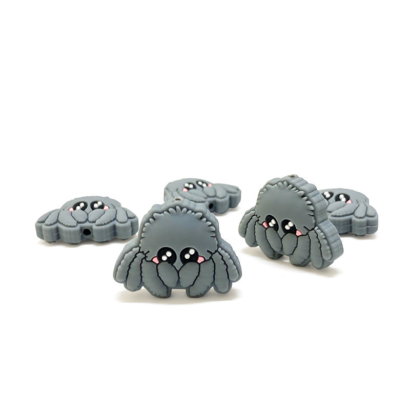 20Pcs Silicone Focal Beads Octopus Fish Front Facing Grey Design 4