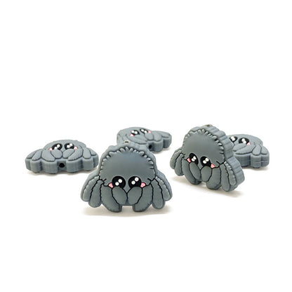 20Pcs Silicone Focal Beads Octopus Fish Front Facing Grey Design 4