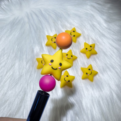 20Pcs Silicone 3D Focal Beads Stars Moon Sun Smiling Faces 8