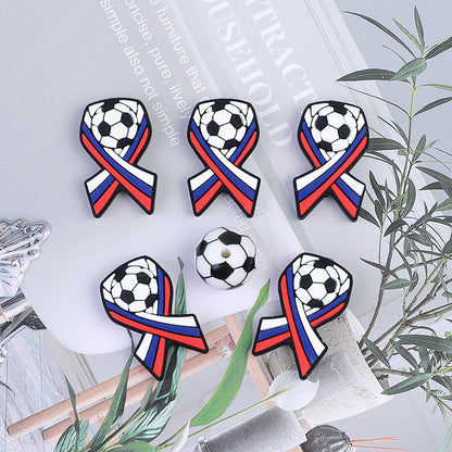 20pcs Silicone Focal Beads Football Bow With Soccer Ball Detail 2