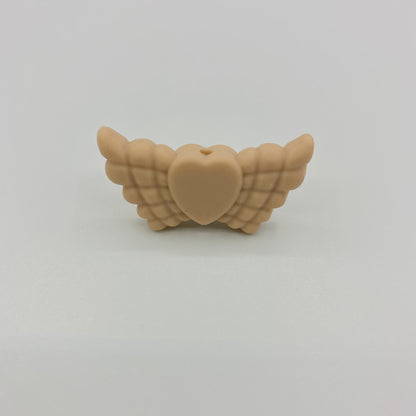 20pcs Silicone Focal Beads Wing Shape with Heart Center 43