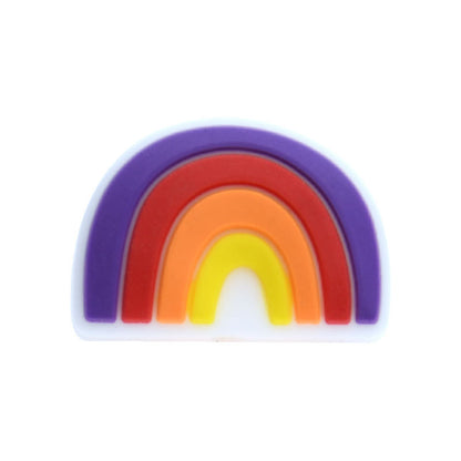 20pcs Silicone Focal Beads Rainbow Layered Arches Design 8
