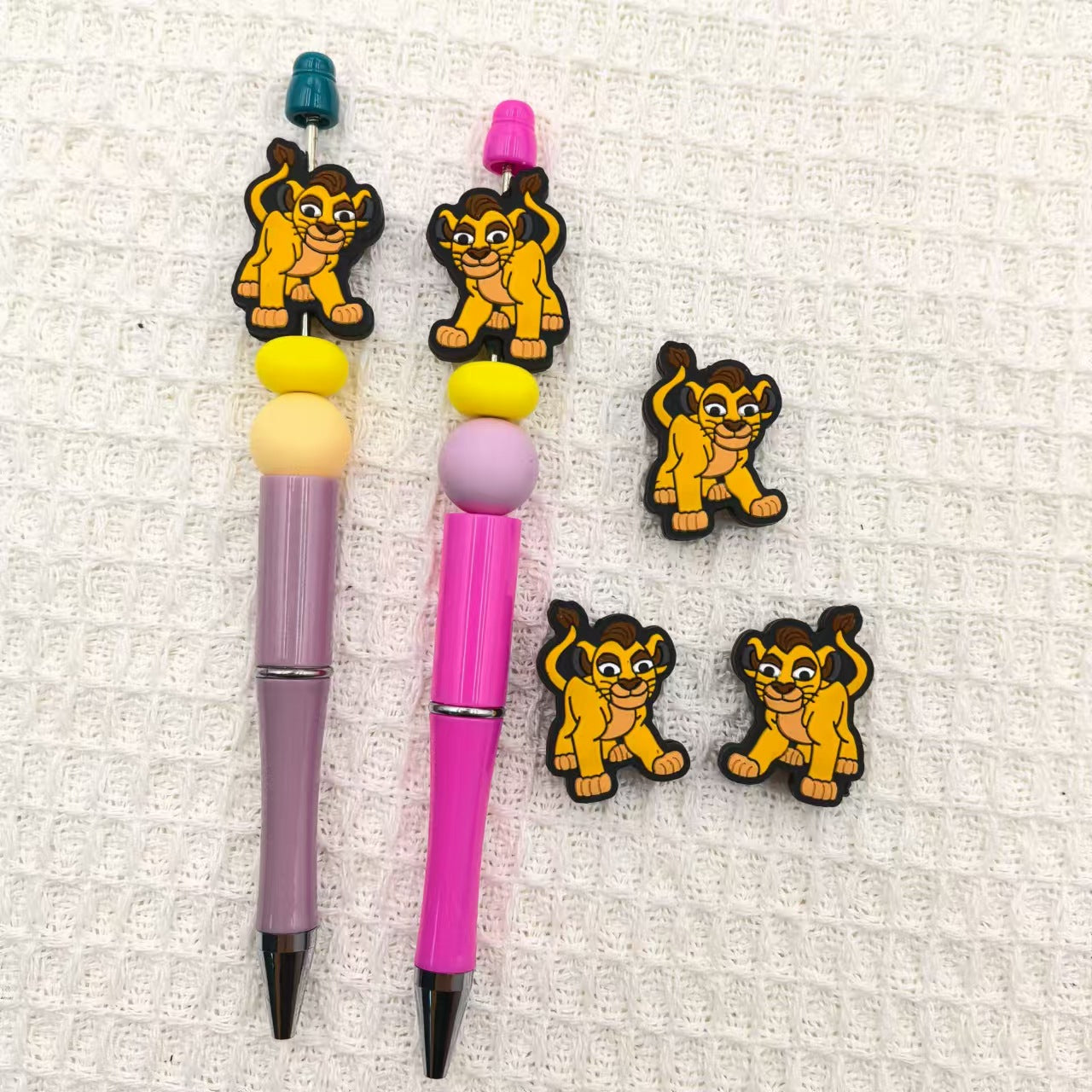 20Pcs Silicone Focal Beads Young Lion Cub Front Facing 3