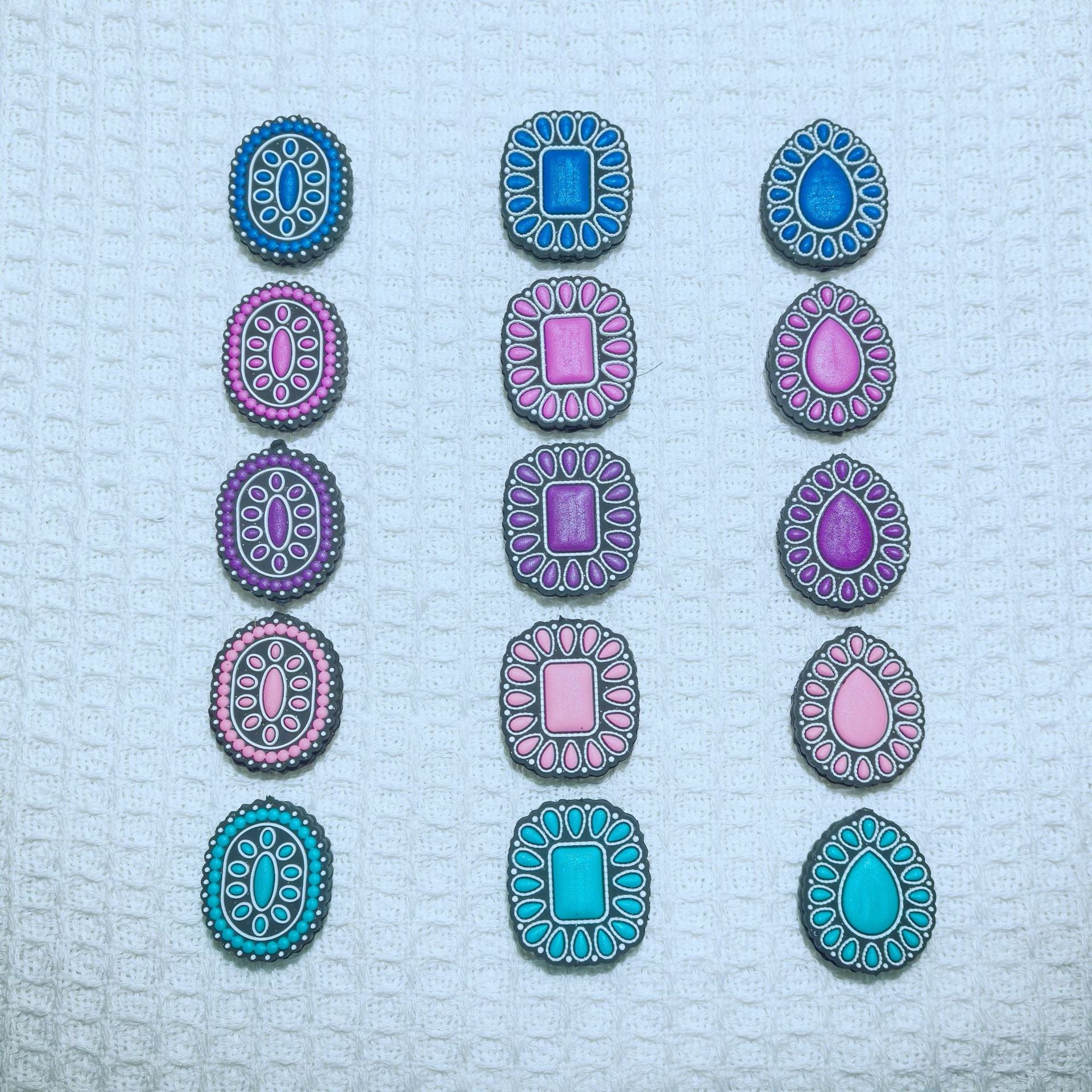 20Pcs Silicone Focal Beads Multi Color Gemstone Series Elliptical Square Waterdrop 5