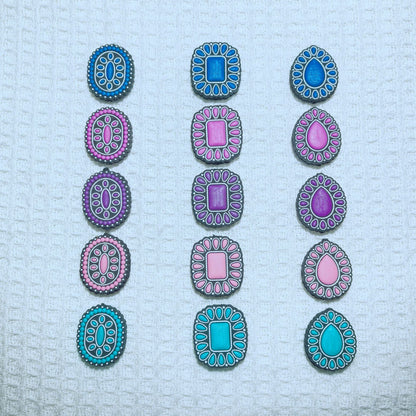 20Pcs Silicone Focal Beads Multi Color Gemstone Series Elliptical Square Waterdrop 5