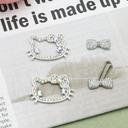10Pcs 32x22mm Hello Kitty Butterfly Colored Diamond Alloy Bead Frames 2