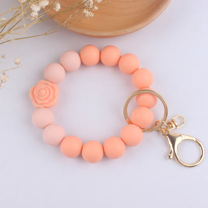 Daisy Rose Silicone Bead Wristlet Keychain 15
