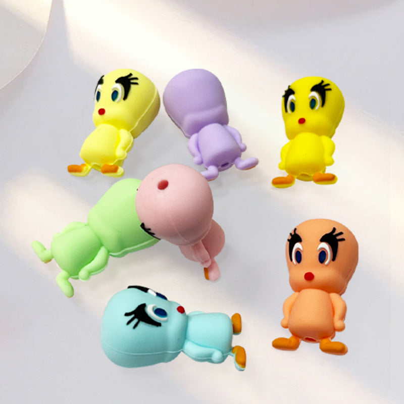 20Pcs Silicone 3D Focal Beads Yellow Duck Standing Pose Multi Color 4