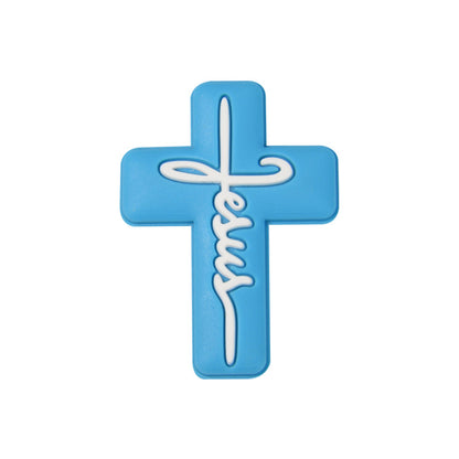 20pcs Silicone Focal Beads Jesus Cross Printed Text Design 9