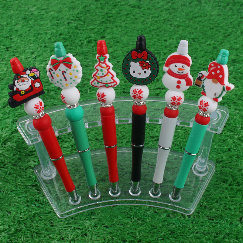Christmas Silicone Beaded Pens Santa Claus Snowman Tree Holiday Gift 2
