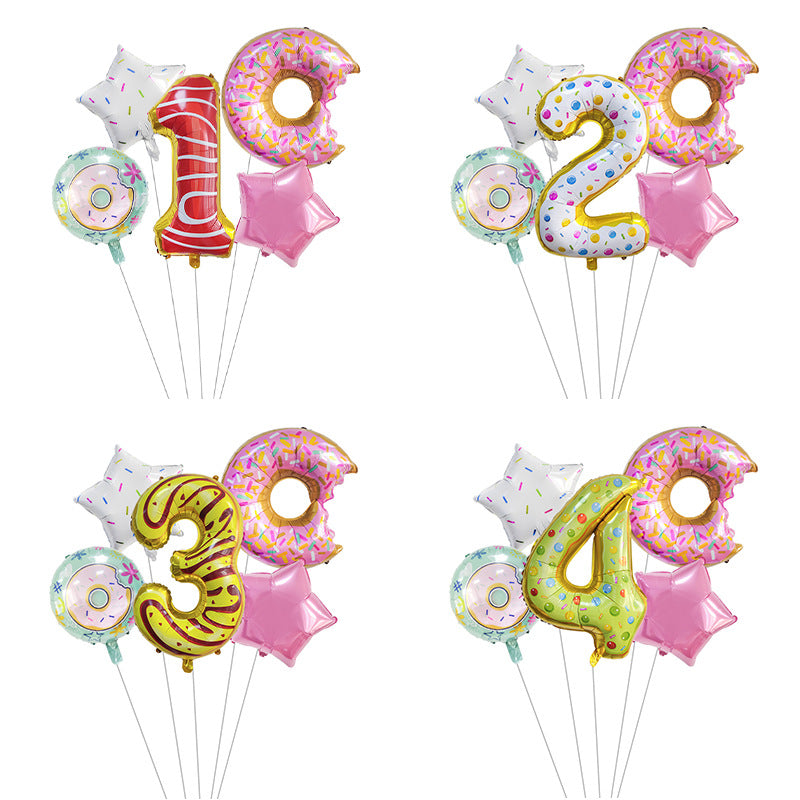 Digital Donut Number Foil Balloon Birthday Party Decoration 32 Inch