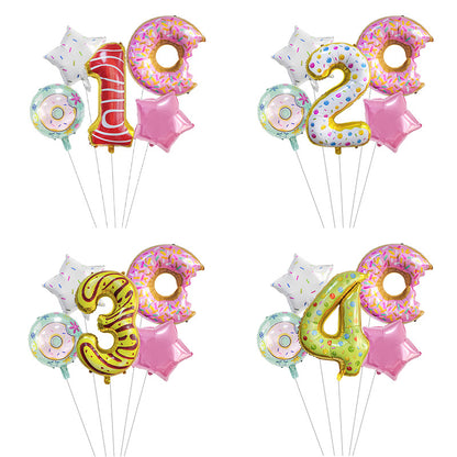 Digital Donut Number Foil Balloon Birthday Party Decoration 32 Inch