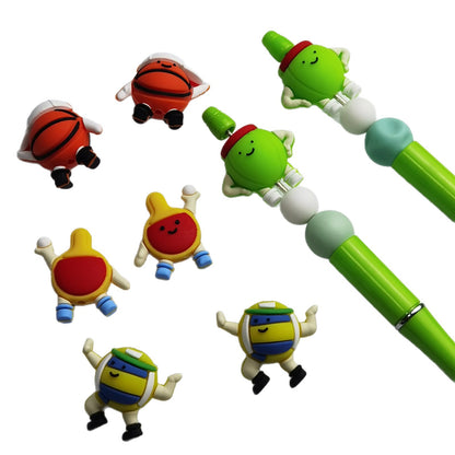 20Pcs Silicone 3D Focal Beads Cartoon Football Basketball Sports Characters 5