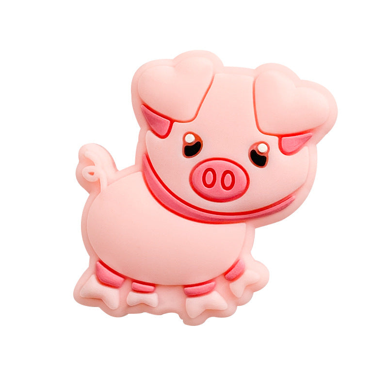 20pcs Silicone Focal Beads Pig Side Profile Cute Design 5