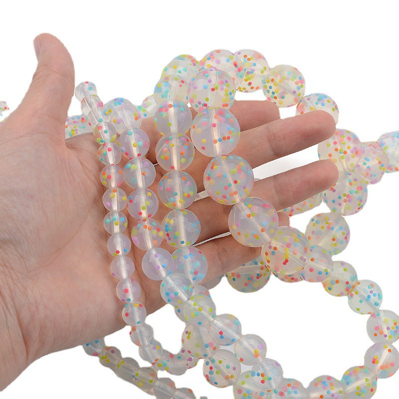 20pcs 9-19mm Transparent Color Dots Hexagon Silicone Beads 4