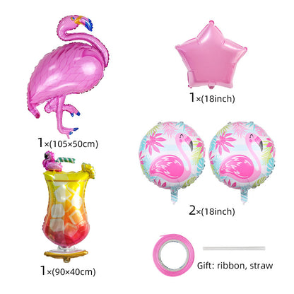 Rainforest Theme Flamingo Pineapple Foil Balloon Set Party Decoration 5