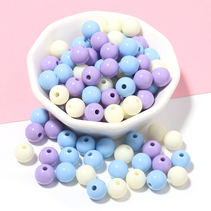 100pcs 6mm Macarons Round Acrylic Beads Christmas Solid Color Bracelet Accessories 9
