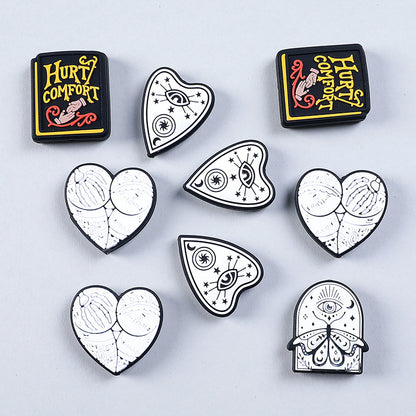 20Pcs Silicone Focal Beads Gothic Wind Heart With Eye and Book Design 2