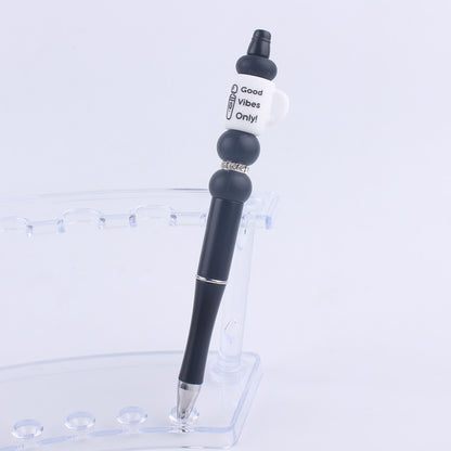 Black Cup Silicone Beaded Pens Handmade Novelty Pen Gift 10