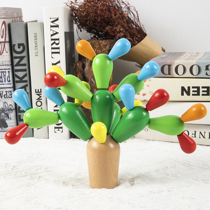 Wooden Cactus Building Blocks Educational Montessori Toys 2