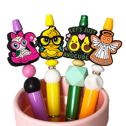 Silicone Focal Beads Cute Glasses Cow Chick Front Facing 2