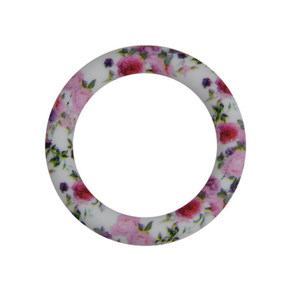 65mm Printed Silicone Beads Rings Multi Color Design 8
