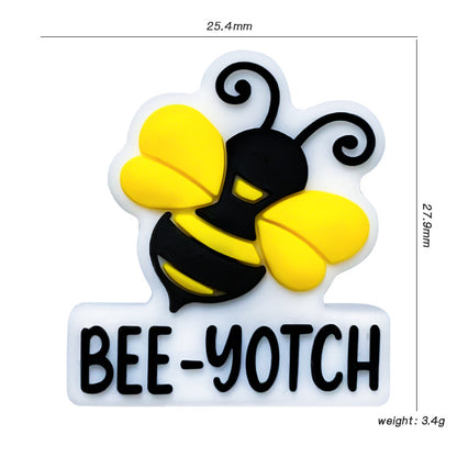 20Pcs Silicone Focal Beads Bee With Printed Text Bee Yotch 2