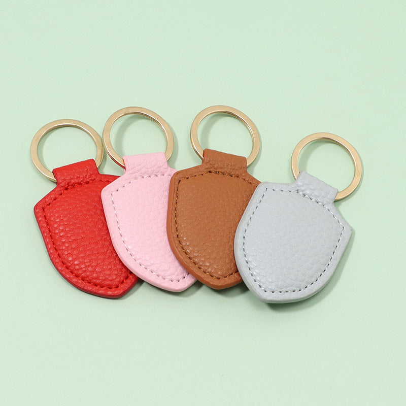 Leather Shield Keychain Classic Design with Metal Ring 2