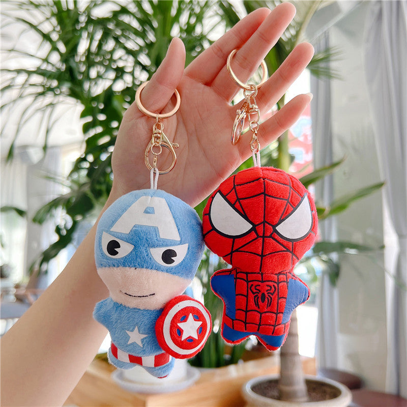 Superhero Character Plush Toy Keychain 12cm Cute Cartoon Doll