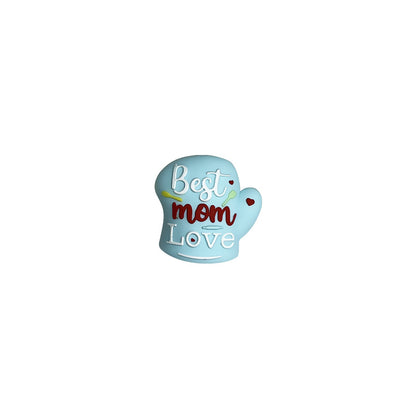 20Pcs Silicone 3D Focal Beads Mother Day Gloves Best Mom Love Print 8