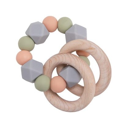 Wooden Beech Teething Ring Baby Teether Toy for 6 Months and Up 3