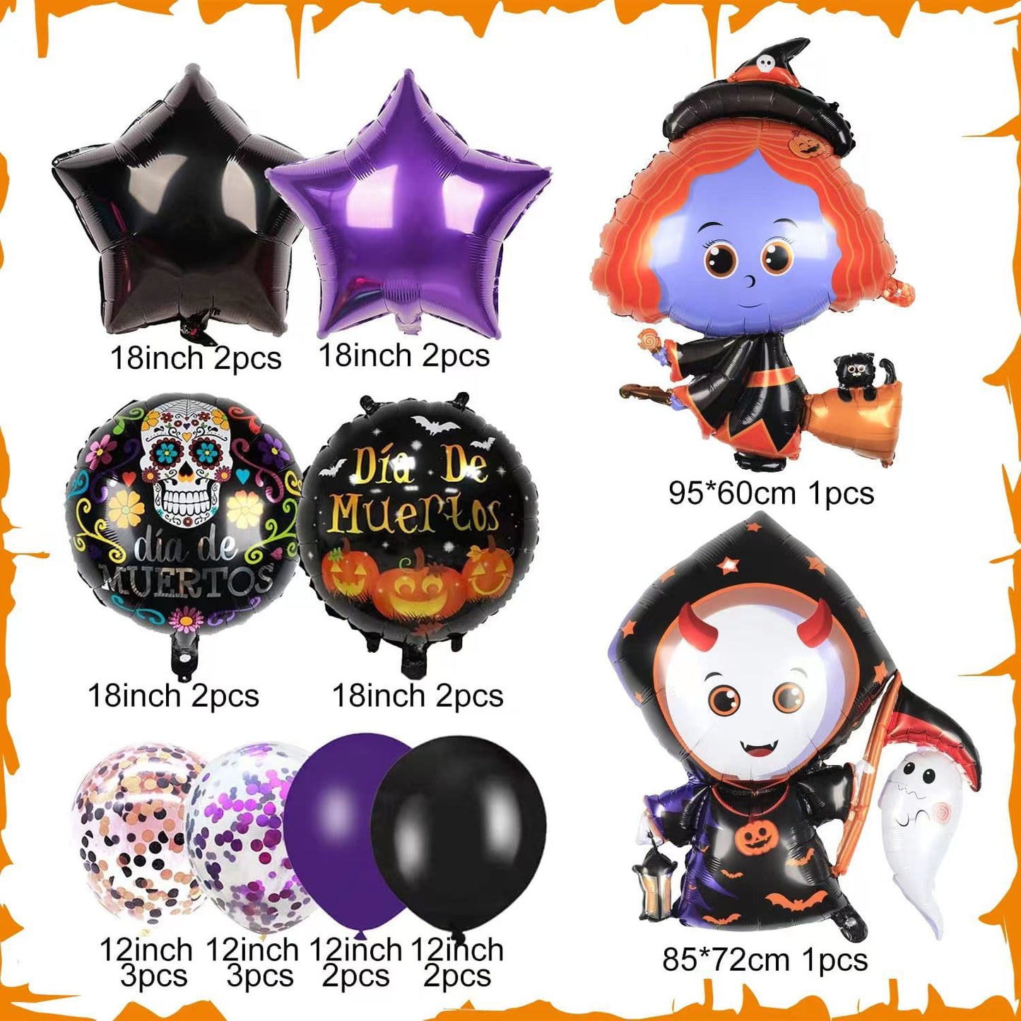 Halloween Witch and Little Ghost Foil Balloon Set Party Decoration 2