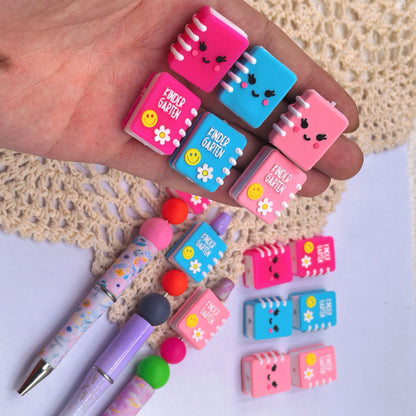 20Pcs Silicone 3D Focal Beads Flower Smiley Face Book with Spiral Binding 3
