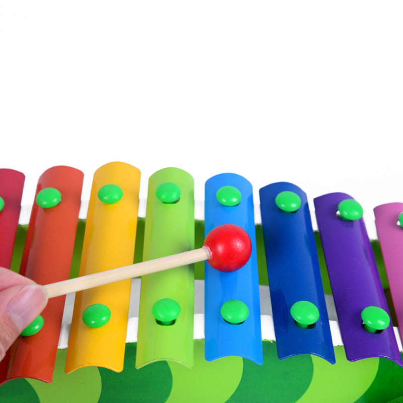 Wooden Puppy Caterpillar Trailer Kids Musical Instrument Toy 4