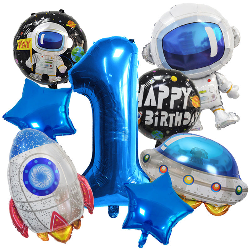 Spaceman Rocket Astronaut Foil Balloon Birthday Party Decoration Set 6