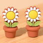 20pcs Silicone Focal Beads Flower Pot Sunflower Yellow White Flower Design 11