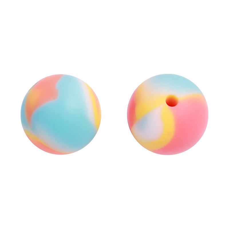 20pcs 15mm Candy Color Tie Dye Silicone Beads Multi Color 6