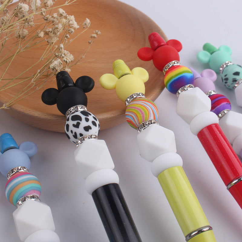 Cartoon Animals Silicone Beaded Pens Ballpoint Handmade Novelty Gift 3