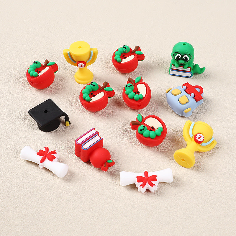 Silicone 3D Focal Beads Graduation Season Theme Bachelor Hat Trophy