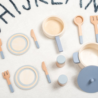 Wooden Pretend Play Cooking Set Montessori Toys for Kids 4