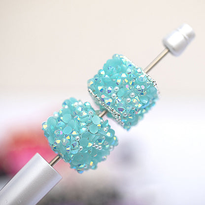 10pcs 18mm Square Cube Pearl Rhinestone Focal Beads for Pens 9