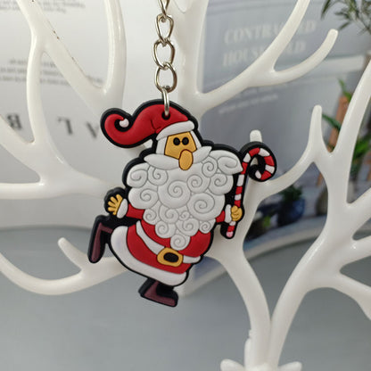 Cartoon Christmas Silicone Keychain Holiday Gift Charm Set 10