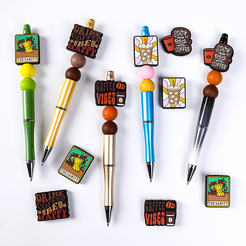 20Pcs Silicone Focal Beads Coffee Series Rectangular and Mug Shapes 2