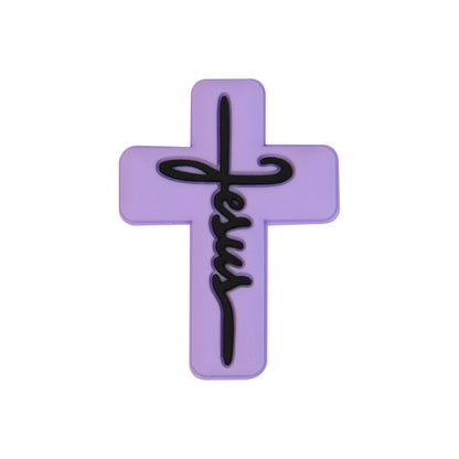 20pcs Silicone Focal Beads Jesus Cross Printed Text Design 11