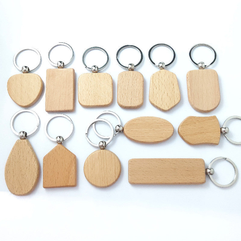 Wooden Beech Wood Keychain Blank Various Shapes for DIY
